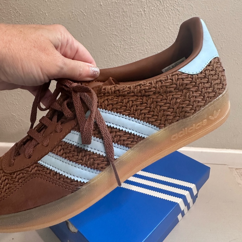 Adidas Gazelle Brown Woven Shoes Size 7.5 - Picture 5 of 6